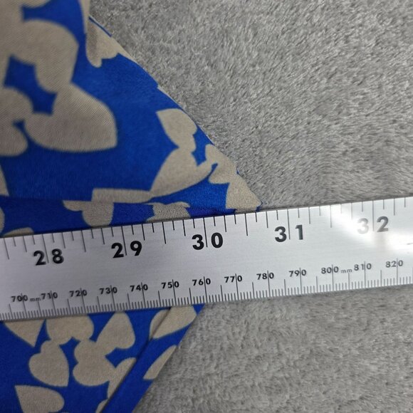 Womens Express Blue & Beige Heart Print Cropped Blouse Kimono Sleeve Polyester M - Picture 5 of 8